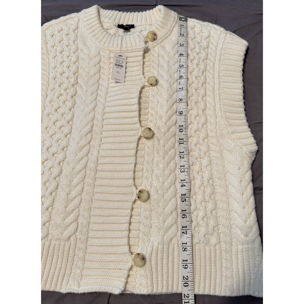 Lot Of 2 Talbots Cable Knit Sweater Vest Cream LP New With Tag & Loft Burgundy L - Picture 4 of 14